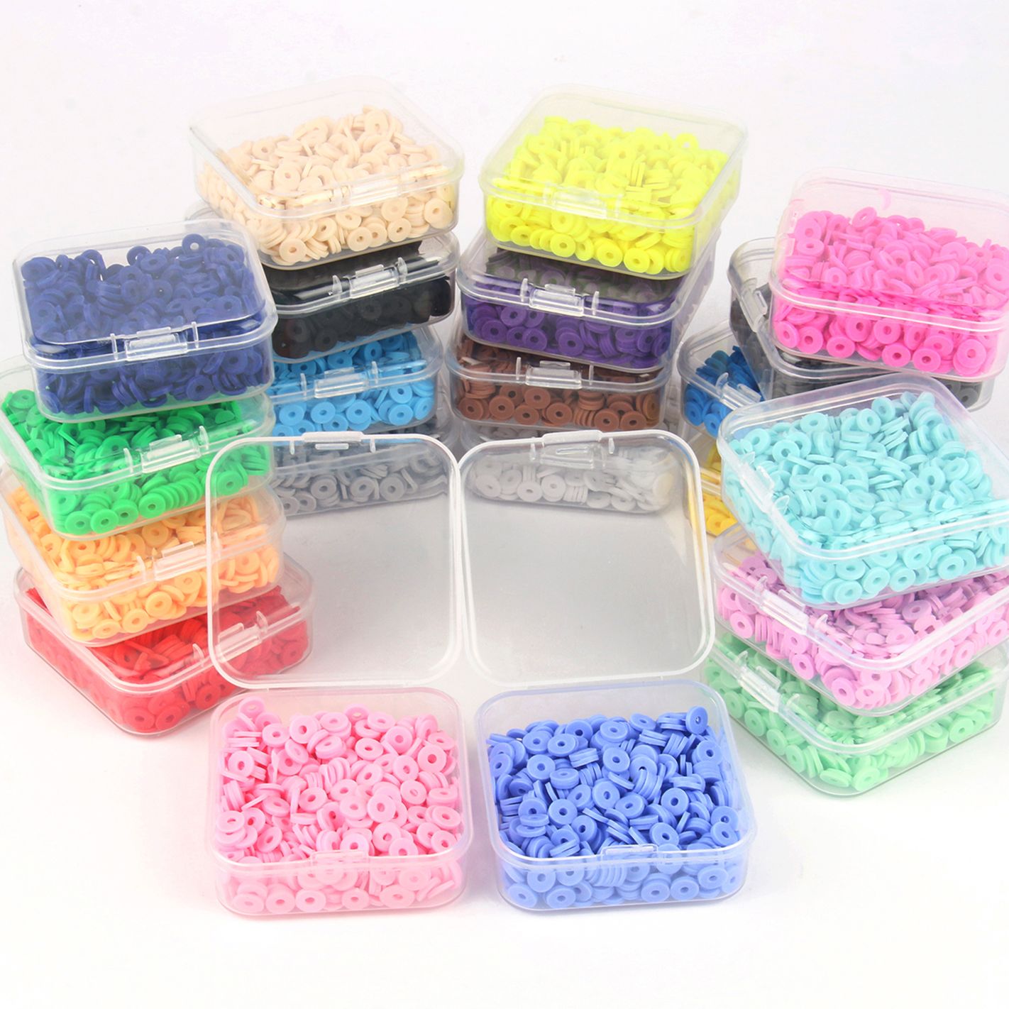 Seed Bead Tube - 500 sztuk/pudło 6mm płaskie okrągłe glina