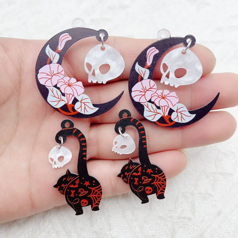 Jewelry Making Earrings - 10 szt. Halloweenowe akrylowe zawieszki: duch,