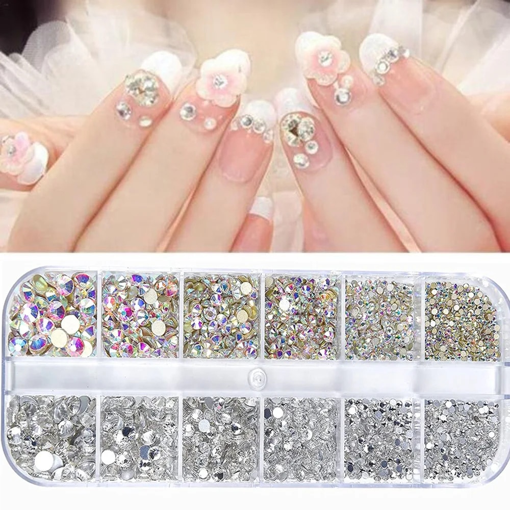 Crystal Bead Mix - Nail Art Rhinestone 12Grids Box Nail