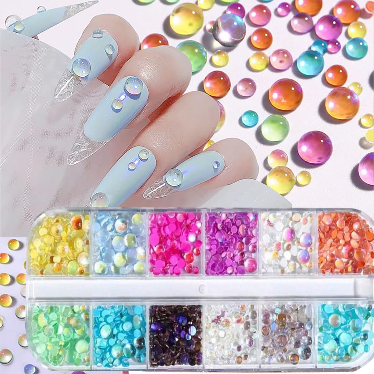 Crystal Bead Mix - 1 Pudełko Koralików do Paznokci w