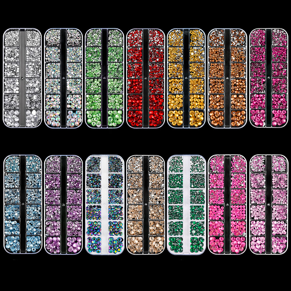 Crystal Bead Mix - 12 siatka Mix rozmiar luksusowe żywiczne